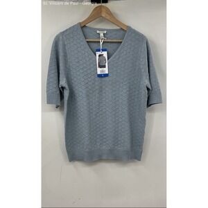 Ella Moss Light Blue Cable Knit 1/2 Sleeve Pullover Sweater Women's L New W Tags